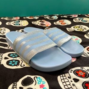 Women’s Adidas Light Blue+Glitter Slides